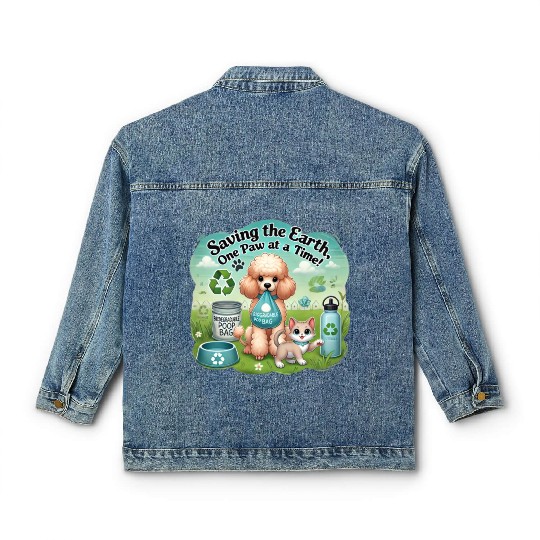Eco-Friendly Pets Promoting Sustainability Togethe Classic Women's Denim Jackets