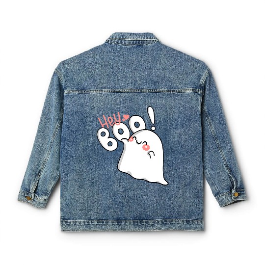 Hey Boo! Cute ghost Classic Women's Denim Jackets