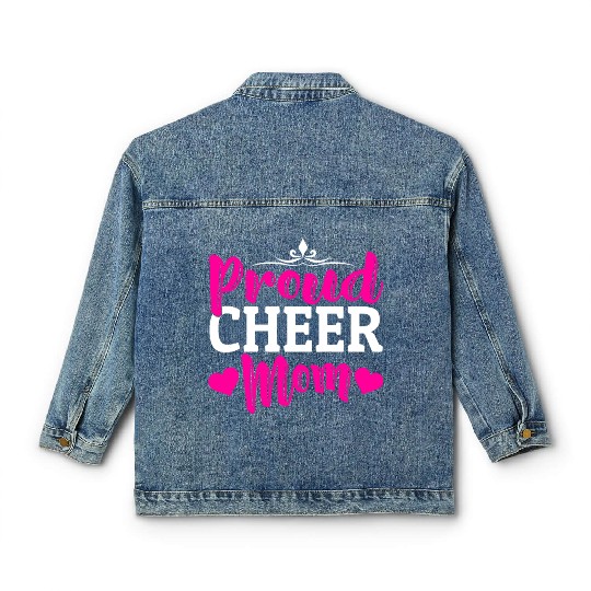 Proud Cheer Mom Cheerleading Mommy Mother's Day Classic Women's Denim Jackets