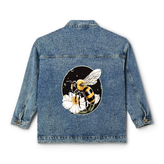 Bumble Bee on a Flower in a Bubble Classic Women's Denim Jackets