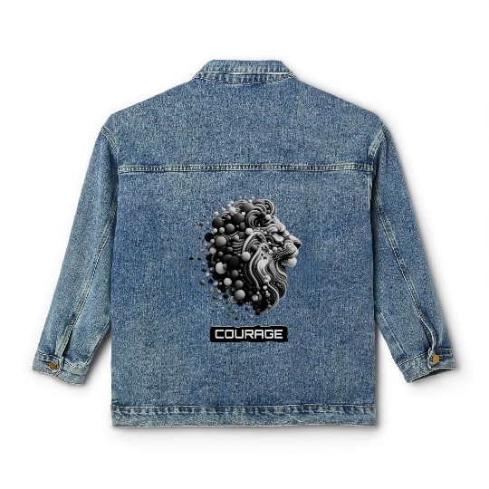Courageous King: Lion Head Classic Women's Denim Jackets