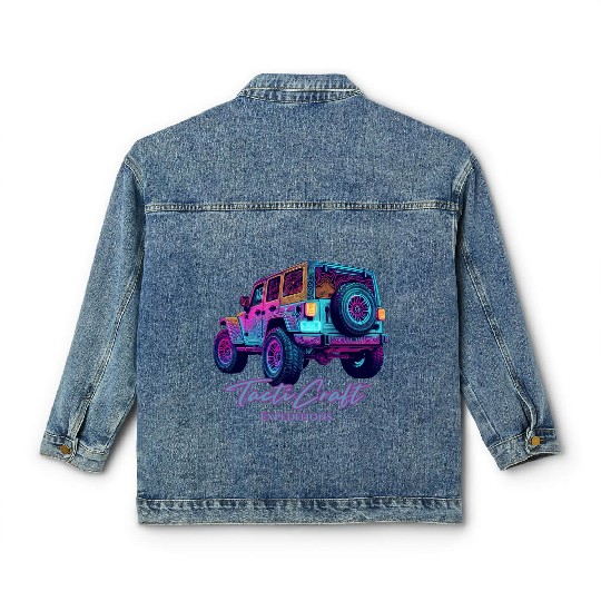 Jeep rear view topographical Classic Women's Denim Jackets