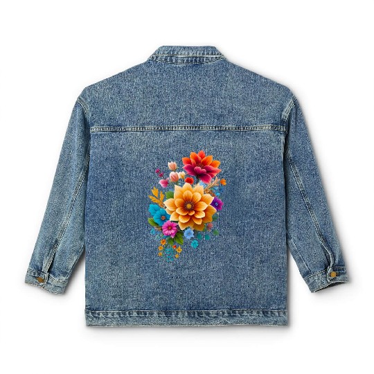 Vintage Floral Aesthetic: Watercolor Nature Blooms Classic Women's Denim Jackets