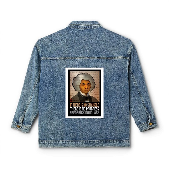 Frederick Douglass illustrated portrait and quote Classic Women's Denim Jackets