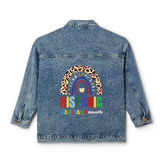 Peace love hispanic heritage colorful rainbow colo Classic Women's Denim Jackets