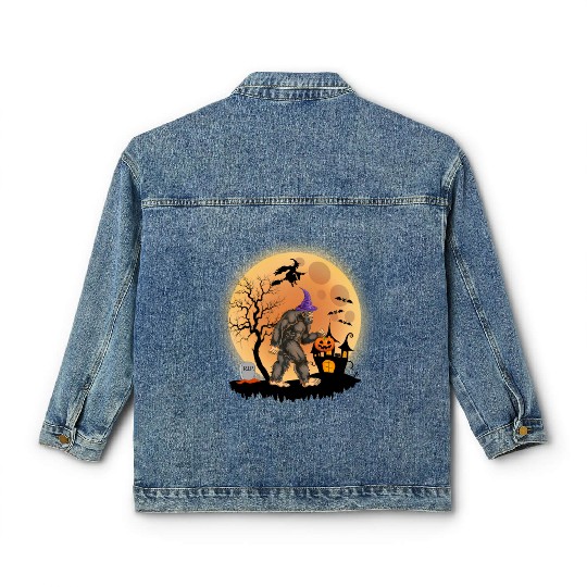 Sasquatch Halloween Trick-or-Treat Pumpkin Classic Women's Denim Jackets
