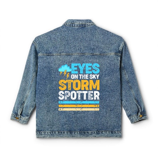 Retro Meteorologist Eyes On The Sky Strom Spotter Classic Women's Denim Jackets