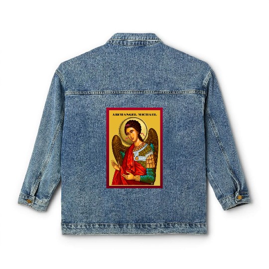 Archangel Michail Orthodox pray icon Classic Women's Denim Jackets