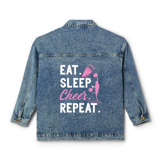 Cheerleading Dance Cheerleader Girls Eat Sleep Classic Women's Denim Jackets