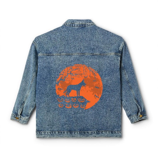 Belgian Malinois And Moon Halloween Dog Lover Gift Classic Women's Denim Jackets