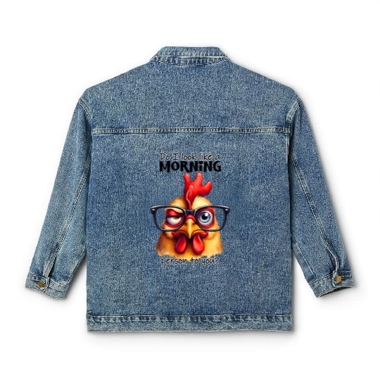 Grumpy Chicken: Not a Morning Person Vibes Classic Women's Denim Jackets