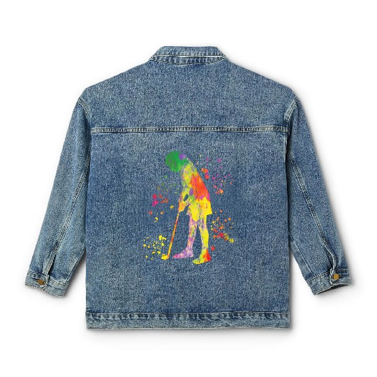 Golfer Colorsplash Kids Miniature Golf Classic Women's Denim Jackets