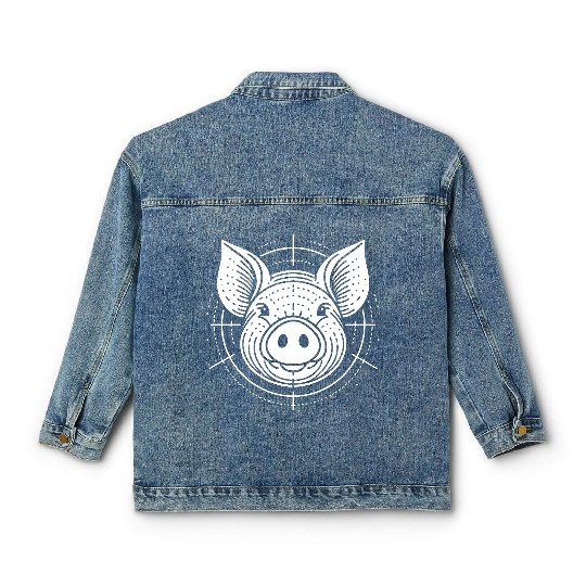 Pig face pigs vector farm animal path20 Classic Women's Denim Jackets