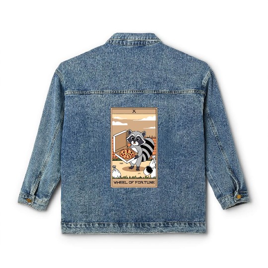 Wheel of Fortune Raccoons Tarot Card Classic Women's Denim Jackets