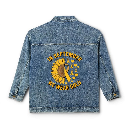 September We Wear Gold Childhood Cancer Awareness Classic Women's Denim Jackets