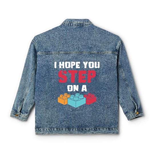 Blocks Playthings Games Miniature Building Classic Women's Denim Jackets
