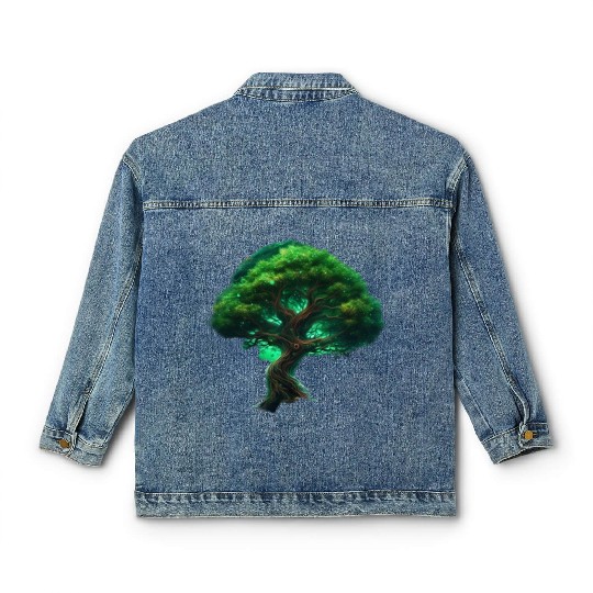 Green Space Tree Classic Women's Denim Jackets