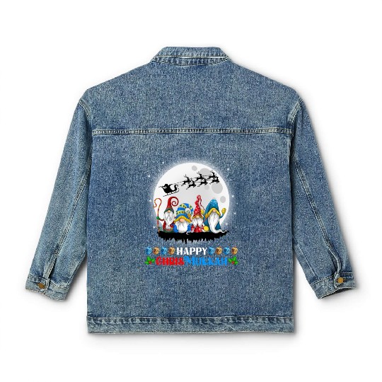 Happy Chrismukkah Gnomes Christmas Hanukkah Classic Women's Denim Jackets