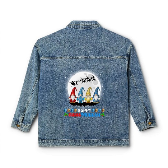 Happy Chrismukkah Gnomes Christmas Hanukkah Classic Women's Denim Jackets
