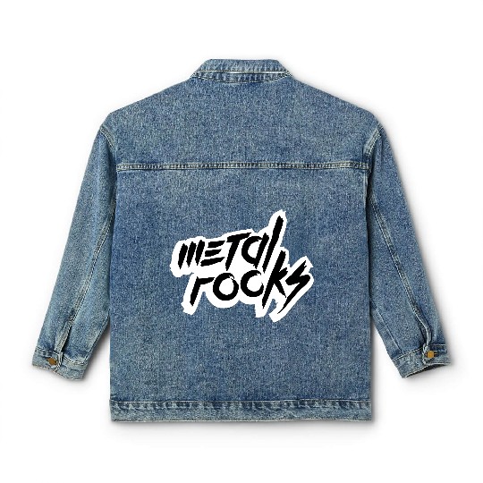 Heavy Metal Rocks Hard Rock Music Text Quote Logo Classic Women's Denim Jackets