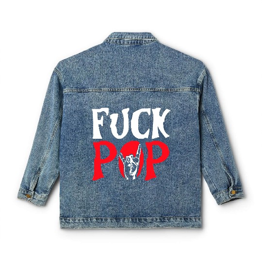 Fuck pop charts music heavy metal fun hand gesture Classic Women's Denim Jackets