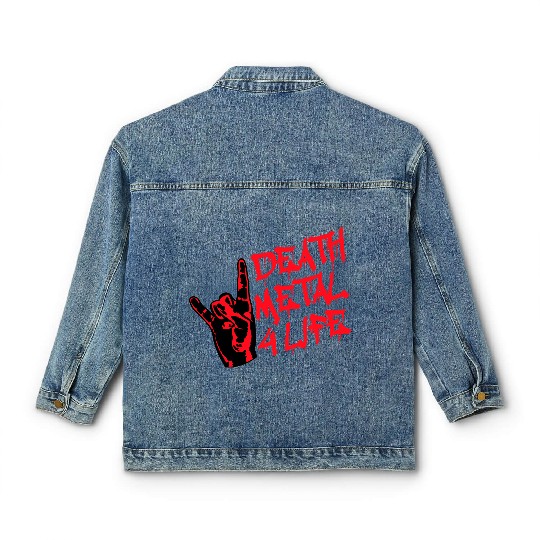 Heavy death metal 4 life hand gesture graffiti fun Classic Women's Denim Jackets