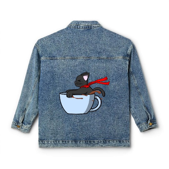 Coffee Racing Cat Classic Women's Denim Jackets
