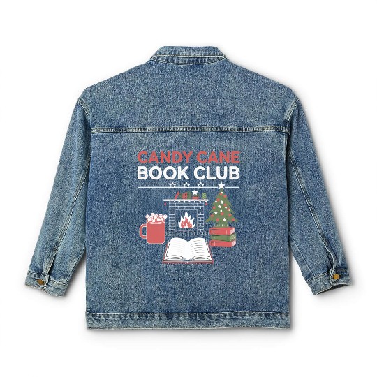 Bookish Christmas Candy Cane Book Club Bookish Classic Women's Denim Jackets