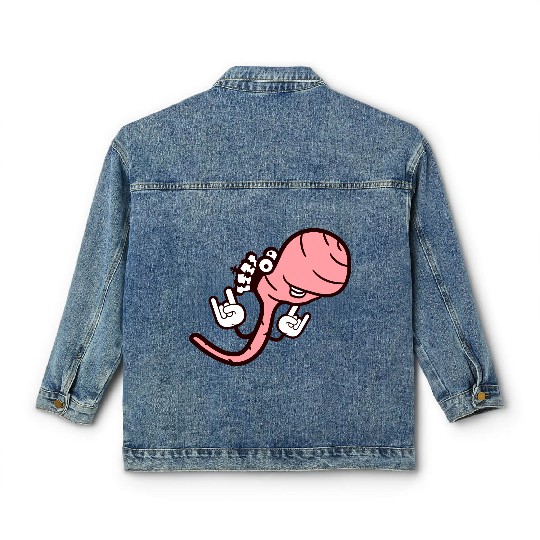 Cute Cool Worm Crown King Party Animal Fun Monster Classic Women's Denim Jackets