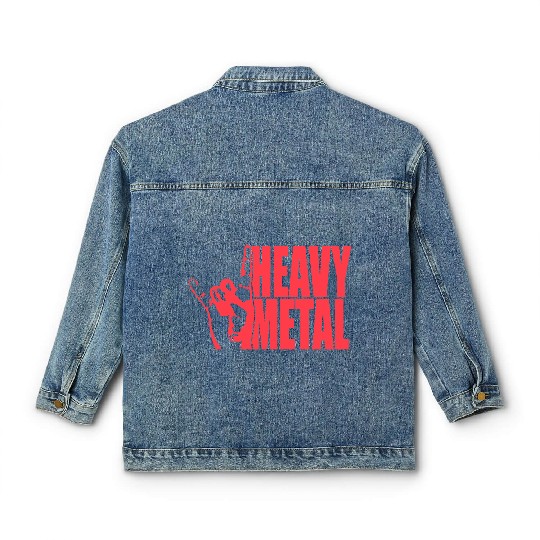 Heavy Metal Fun Hard Rock Music Horns Hand Gesture Classic Women's Denim Jackets