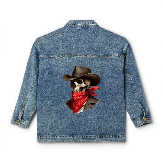 Cowboy Skeleton Skull Bandit Classic Women's Denim Jackets