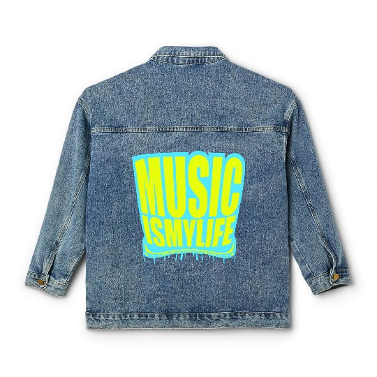 Music is my Life Love Saying Graffiti Spray Drops Classic Women's Denim Jackets