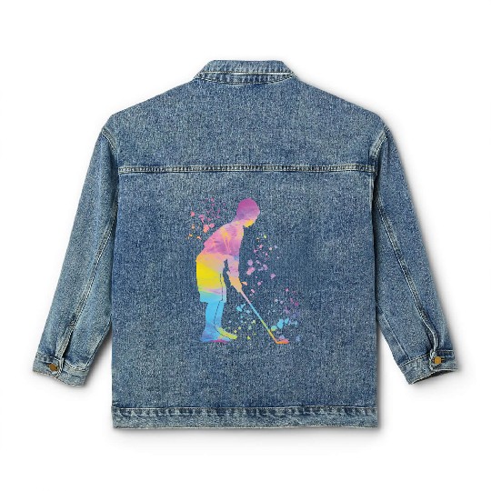 Golfer Colorsplash Kids Miniature Golf Classic Women's Denim Jackets