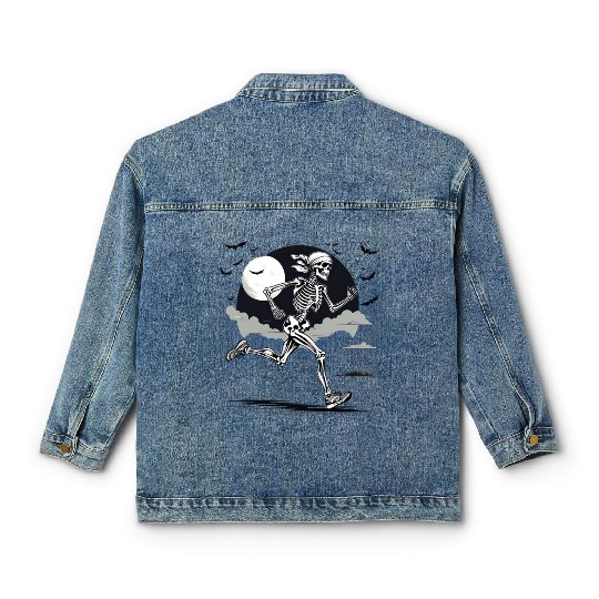 Midnight Marathon: Skeleton's Sprint Classic Women's Denim Jackets