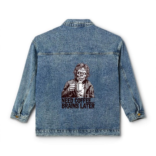 Zombie Coffee Run Classic Women's Denim Jackets