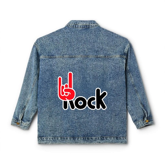 Heavy Metal Fun Hard Rock Music Horns Hand Gesture Classic Women's Denim Jackets