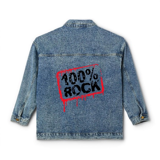 100 % Percent Rock Heavy Metal Music Text Logo Classic Women's Denim Jackets