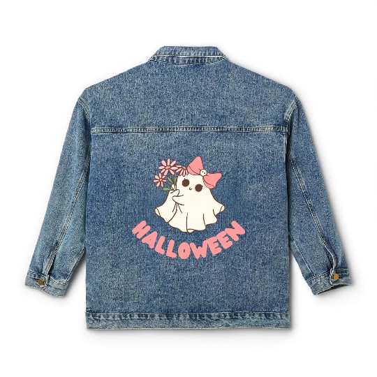 halloween friendly flower ghost Classic Women's Denim Jackets