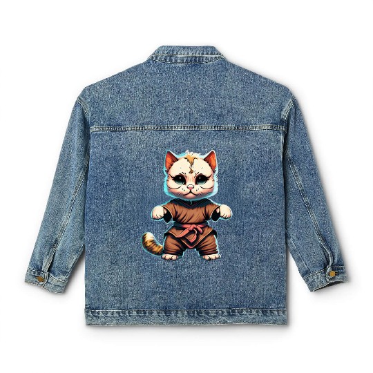Feline Warrior: The Kung Fu Cat Classic Women's Denim Jackets