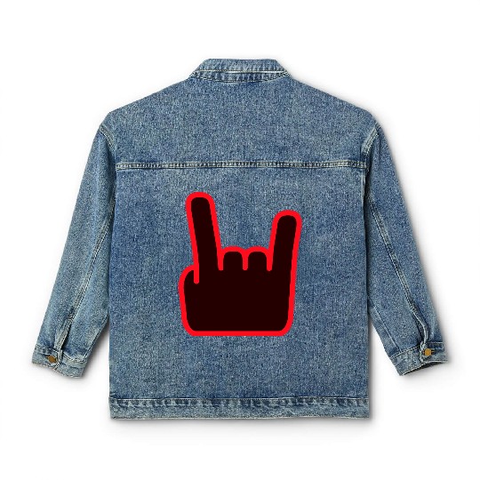Heavy Metal Fun Hard Rock Music Horns Hand Gesture Classic Women's Denim Jackets