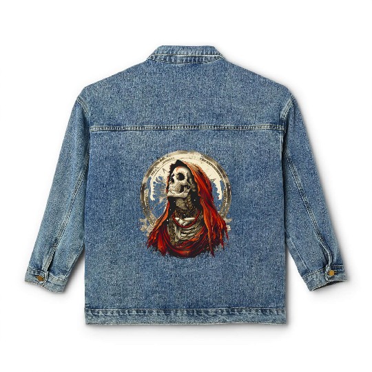 Santa Muerte Saint Death Mexican Sugar Skull Classic Women's Denim Jackets