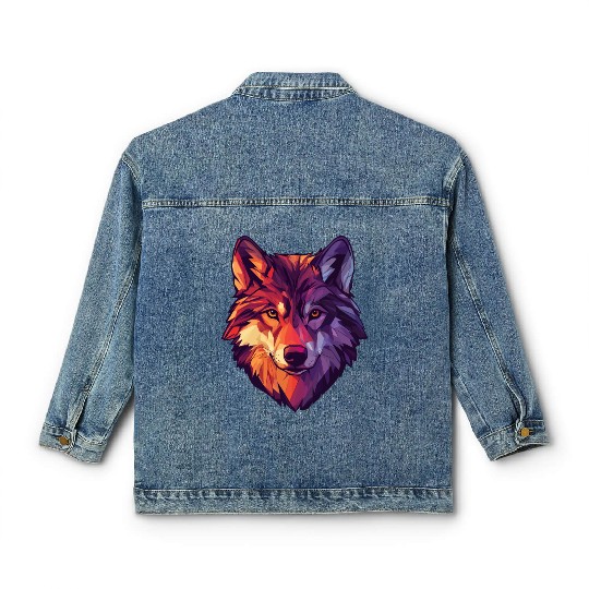 Floral Wolf Vintage Flowers Wolf Face for Wolves Classic Women's Denim Jackets