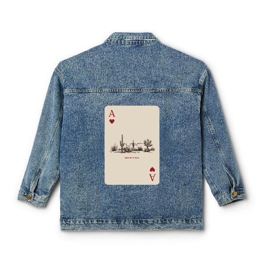 Desert Playing Card Vintage Western Landscape Classic Women's Denim Jackets