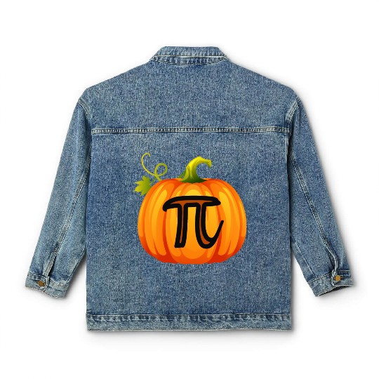 Pumpkin Pi Math Halloween Thanksgiving Pie Day Classic Women's Denim Jackets