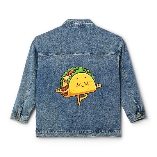Taco Mexican fast food yoga meditation relaxation Classic Women's Denim Jackets