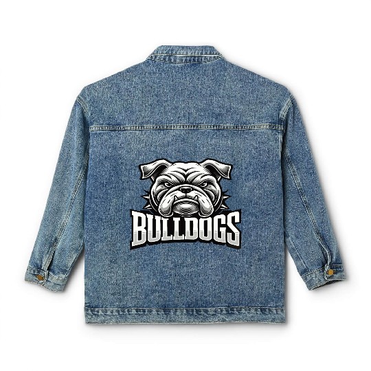 Bulldogs Mascot Back To School Team Spirit Classic Women's Denim Jackets