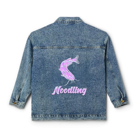 Catfish Fishing Waller Fish Noodler Flathead Classic Women's Denim Jackets