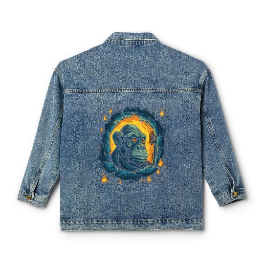 Night of the Starry Dungeon Monkey Classic Women's Denim Jackets