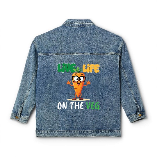 Funny plant based design_ carrot with funny Vegan Classic Women's Denim Jackets