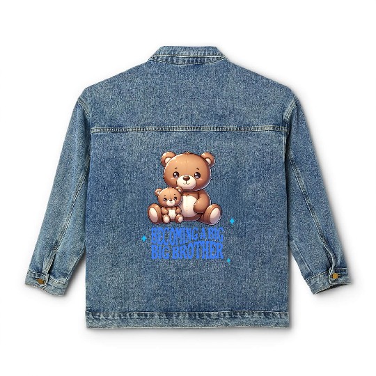 Soon I'll Be A Big Brother Cute Teddy Bears Classic Women's Denim Jackets